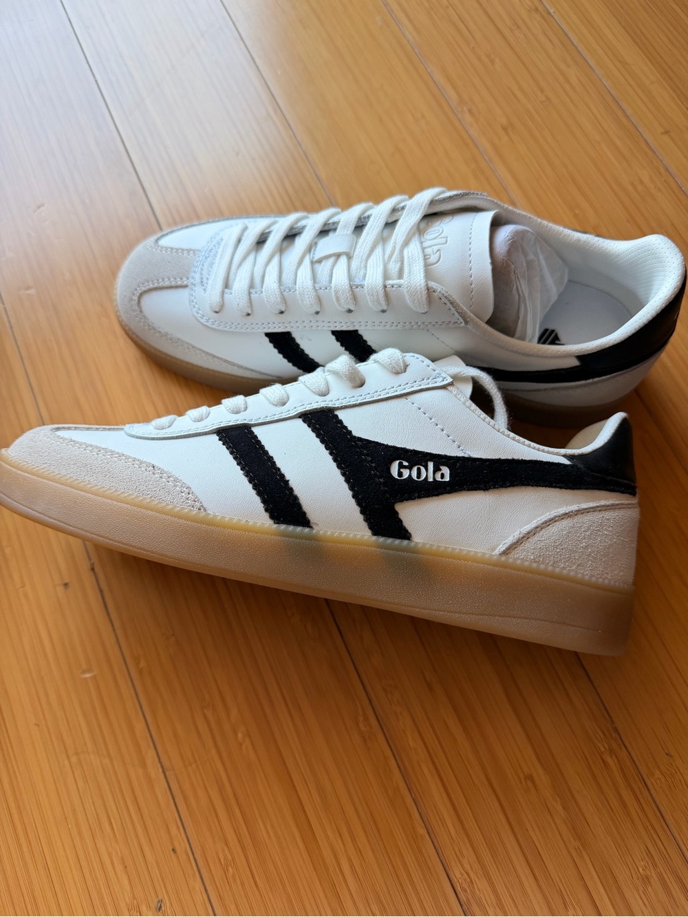 Gola White Sneakers with Black Stripes